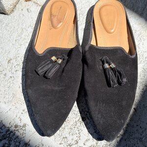 Hush Puppies Black Suede Women's Loafers with Tassels